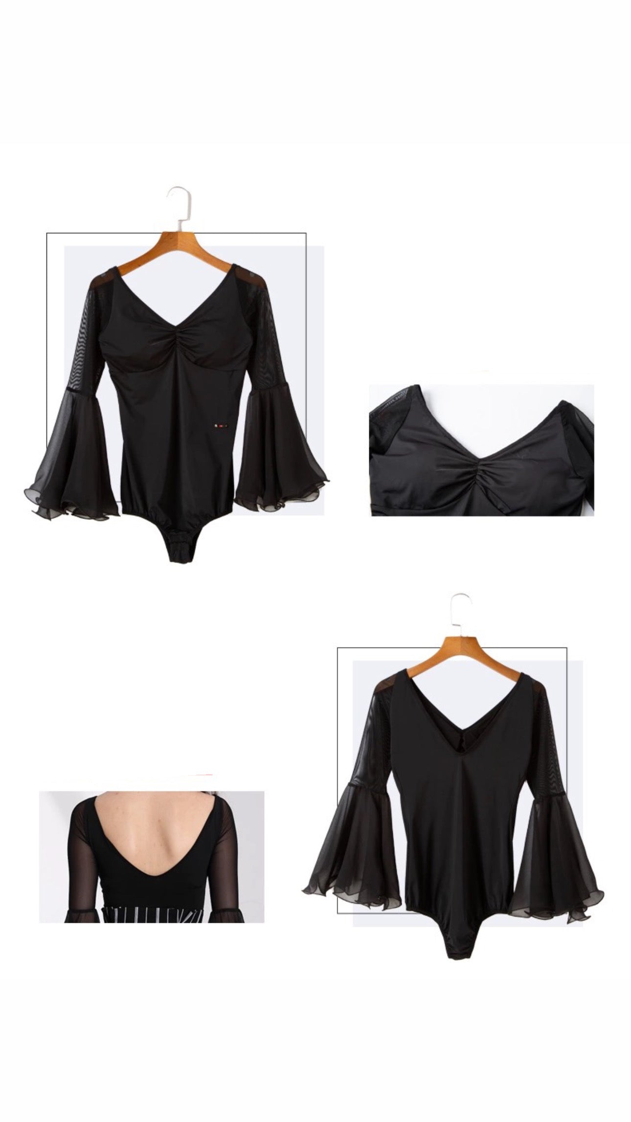Leotard with bell sleeves