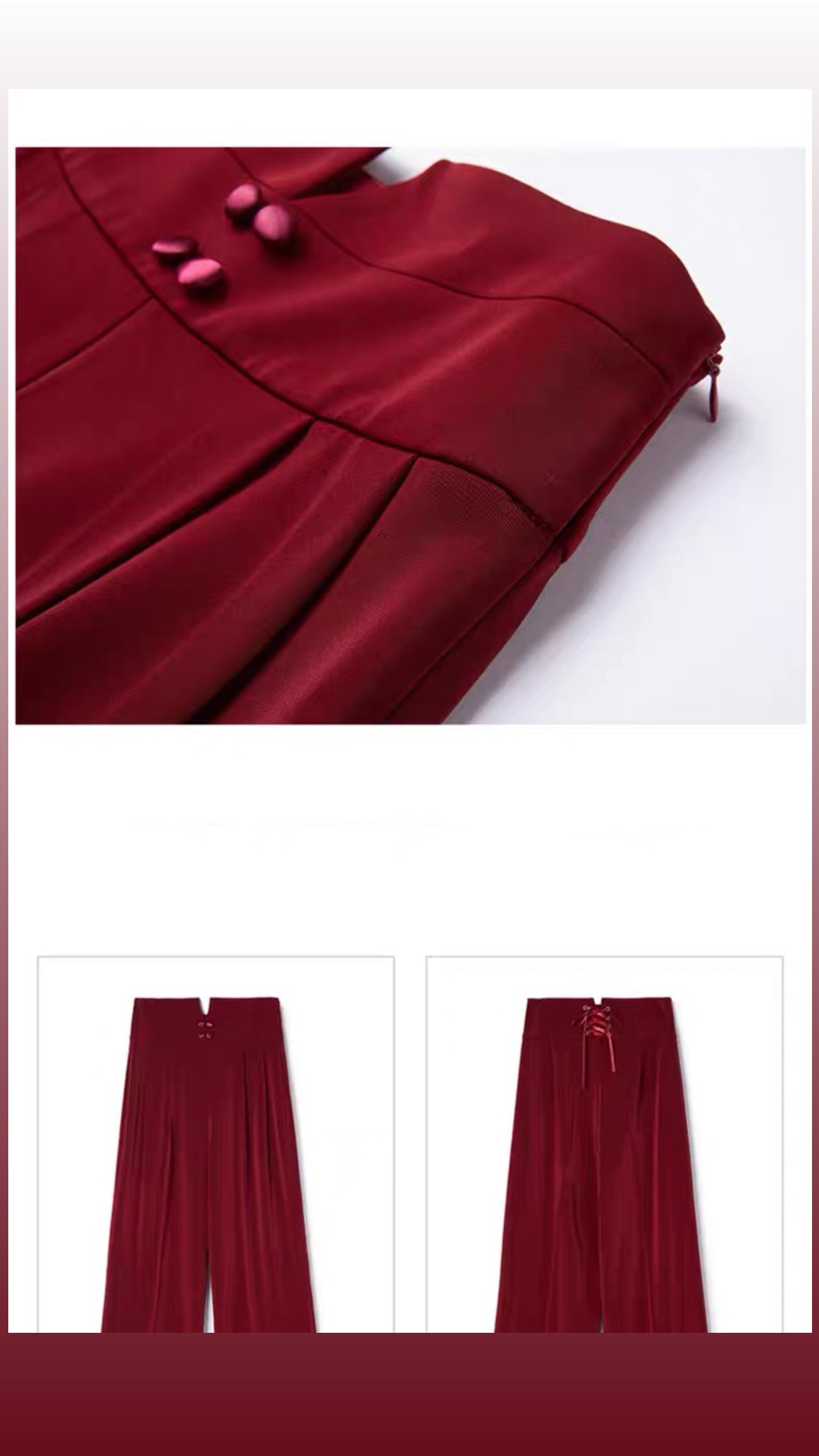 Wine Red Ladies trousers High Waist