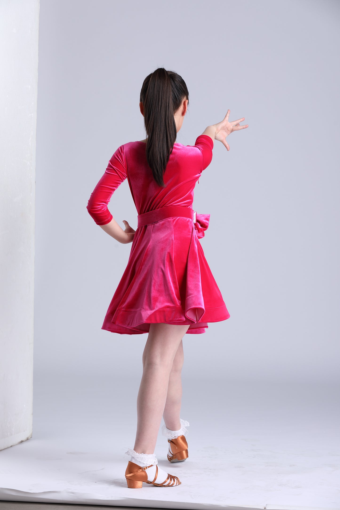 Light fuchsia Velvet Pre-teen Dress
