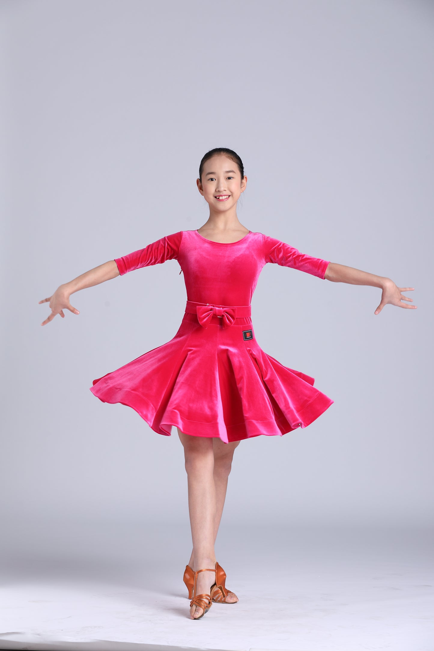 Light fuchsia Velvet Pre-teen Dress
