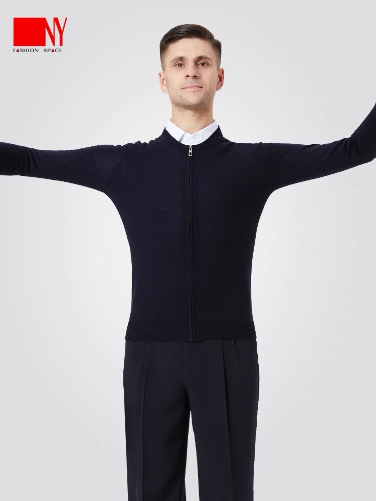 Long sleeve woolen sweater with zipper