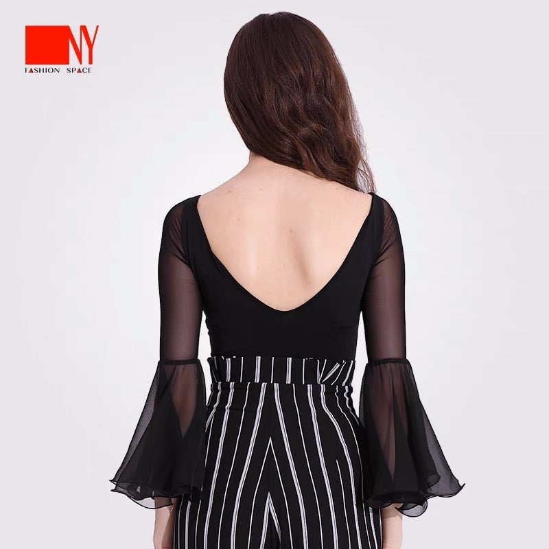 Leotard with bell sleeves